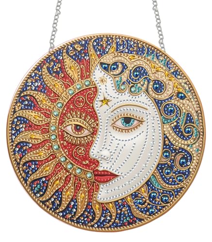 SKRYUIE Moon Hanging Pearl Diamond Art Kits for Adults Suncatcher A65 | Special Shaped Crystal DIY Hanging Diamond Painting Kit, Gift for Mother Spring Summer Window Wreath Decor 7.88 x 7.88 Inch - color: colorful-8