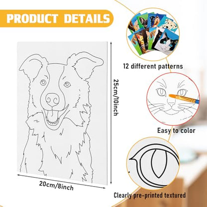 Tinlade 12 Pcs Pre Drawn Canvas for Painting Stretched,Cats and Dogs - size: Cats and Dogs