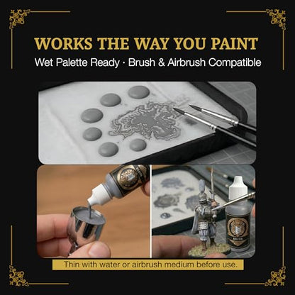 Ludus Bellum Miniature Paint Silver Color 18ml Precision Dropper Bottle | Professional Acrylic Paint for Miniatures & Models, Provides Quality Acrylic Tones and Shades for Warhammer 40K D&D Figures - color: Silver