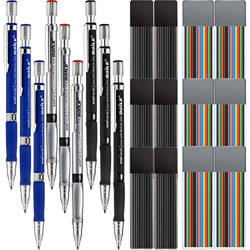 JOVITEC 21 Pieces 2.0 mm Mechanical Pencil Set, 9 Pieces Automatic Pencils 12 2 mm Mechanical Pencil Colored Refills (Color and Black) for School Students Writing Draft Drawing, Painter Art Sketching