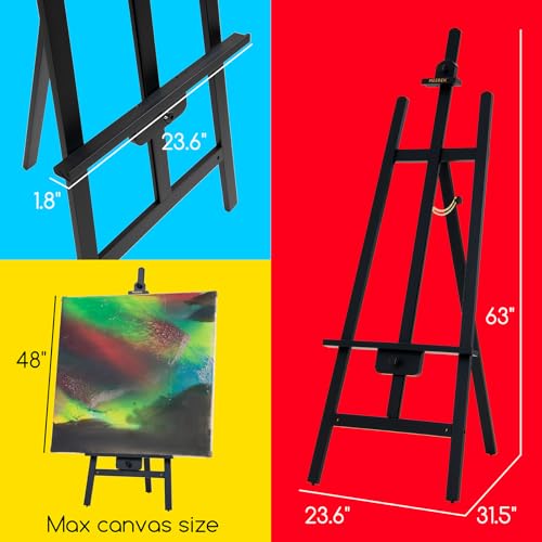 MEEDEN Black Easel for Painting: Wood Easel Stand for Sign and Display | A Frame Stand for Adults Artists Display Sign- Holds Canvas up to 48"