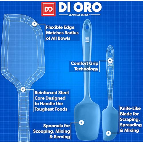 DI ORO Silicone Spatula Set - 600F Heat Resistant, 5-Pc Blue - color: Blue