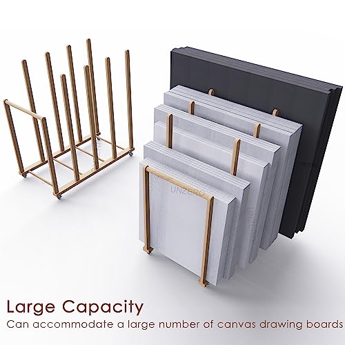 Art Storage Rack, Art Canvas Storage, Art Drying Rack, Canvas Boards Rack Art Storage with Handle & Caster Wheels for Drawing Board, Panel, Paper Pad for Art Studios, Artworks, Gallery - size: 21.5"D x 39.5"W x 42"H