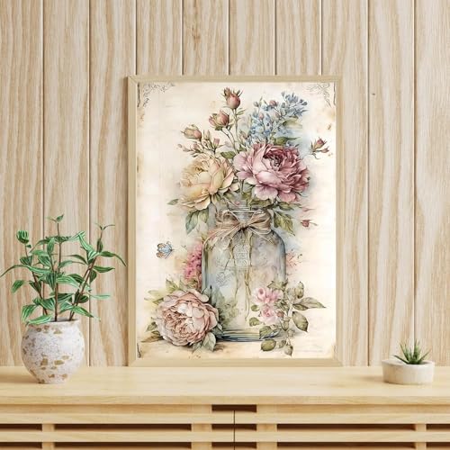 Diamond Art Kits for Adults,Vintage Flower Diamond Painting Kits 12 x 16in | Diamond Painting Kit - Sparkling Full Drill Design Perfect for Home Decor, Holiday Gifting, And Relaxing Crafting 12x16inch - color: DP01037