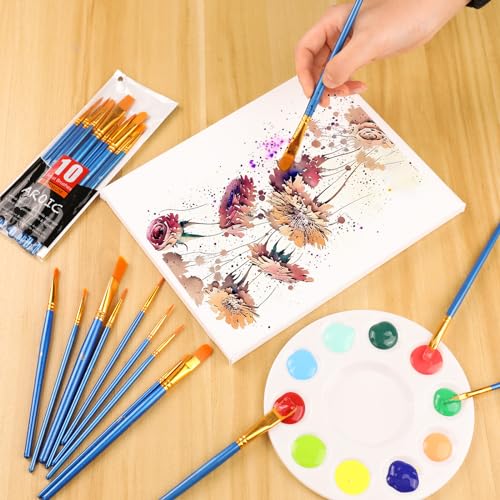 AROIC Paint Brush Palette Set,24 Pack/240Pcs Brushes and 24 Tray Palettes | Professional Artist Acrylic Brushes, Finger and Face Painting Oil Painting Watercolor Kids and Adult Painting Art Set - size: 240 Brushes 24 Palettes