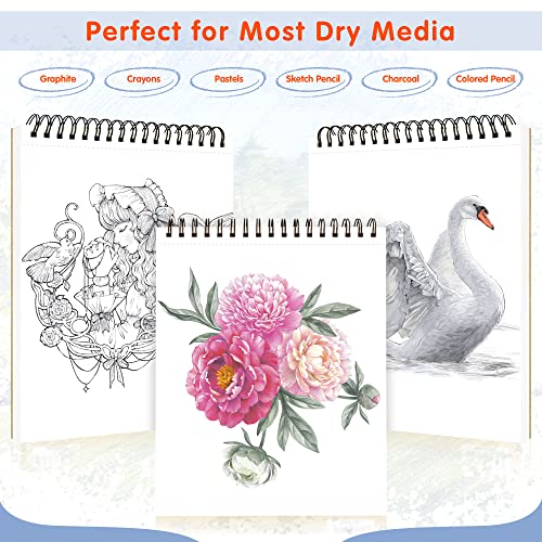 FIXSMITH 9"X12" Sketch Book, 100 Sheets, 68 lb/100gsm Sketchbook, 2 Pack | Acid Free Drawing Paper | Top Bound Artist Sketch Pad | for Kids, Beginners, Artists & Professionals | Bright White - color: Tan, size: 9"x12"-2 Pack