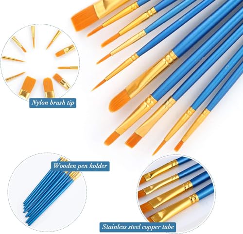 Paint Brush Set, 6 Packs / 60 pcs Watercolor Brushes Painting Brush Nylon Hair Brushes for All Purpose Oil Watercolor Painting Artist Professional Kits.