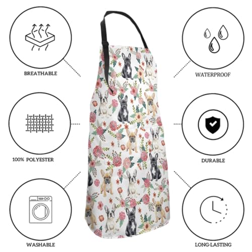 Giwawa Unisex Adult Apron Waterproof Stain Resistant Kitchen Cooking Apron with 2 Pockets for BBQ Grill Painting - color: Bulldog