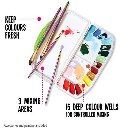 Mont Marte Airtight Watercolor Palette 16 Slot. 3 Mixing Areas and 16 Deep Color Wells.