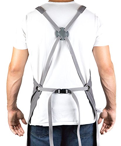 Hudson Durable Goods - Professional Grade Chef Apron for Kitchen, BBQ & Grill - color: Grey