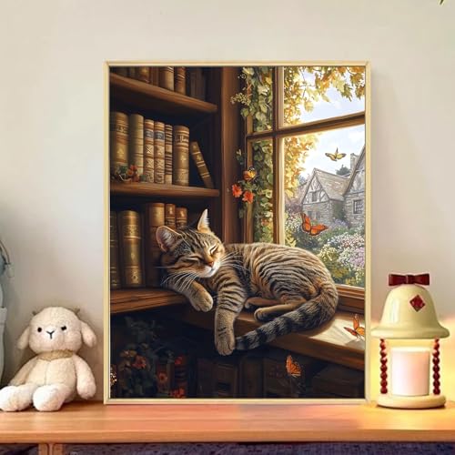 CRZMODE Cat Paint by Numbers Kit for Adults, Sleeping Cat Paint by Numbers for Adults, Acrylic Painting Crafts for Home Decor Gift (16x20inch) - color: Sleeping Cat(16X20")