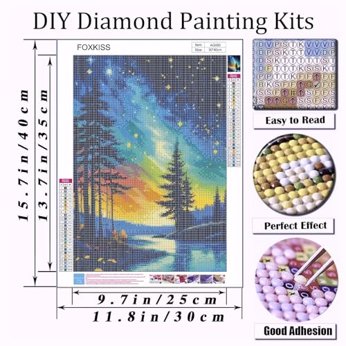 FOXKISS Tree Star Diamond Art Painting Kits for Adults，Full Drill Diamond Dots Paintings for Beginners, Round 5D Paint with Diamonds Pictures Gem Art Painting Kits DIY Crafts Kits 12x16inch - color: o