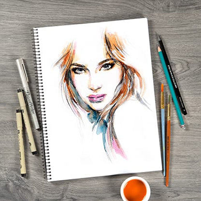 Bienfang Mixed Media Pad, 11x14 Inches, 40-Sheets Artist Paper, Spiral-Bound Sketchbook, 90lb,146gsm - size: 11" x 14"