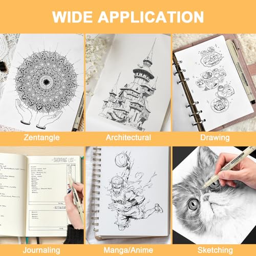 Micro Fineliner Black Drawing Pens,12 Waterproof Watercolor Painting Art Supplies Adults Anime Gifts Artist Fine Line Marker Archival Ink Micron Set Sketch Outline Manga Sketching Zentangle Teen Stuff