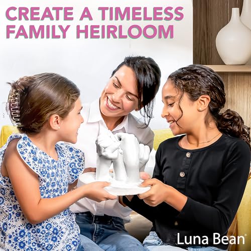 Luna Bean XL Hand Casting Kit for Family - Extra Large Mold, Up to 6 Hands | Molds up to 4 adult hands or 2 adults with 4 kids - double the material of our couples kit, family keepsake gift - size: Family XL