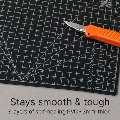 XNM Premium Self Healing Cutting Mat - 18 Inches by 24 inches - A2, 3 Layer Quality PVC Construction - Dual Sided, Imperial and Metric Grid Lines - Perfect for Cutting, Sewing, and Crafts - size: 24.4"L x 18.5"W