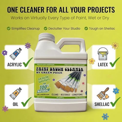 Green Piece Paint Brush Cleaner - 18 Oz - Silicone Cleaning Container - style: Paint Brush Cleaner with Foldable Silicone Cup