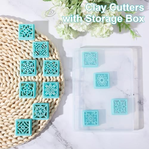 ORIGACH 12 Style Flower Tile Polymer Clay Cutters Set | Bohemian Polymer Clay Cutters Set for Earring Making - style: Flower Tile