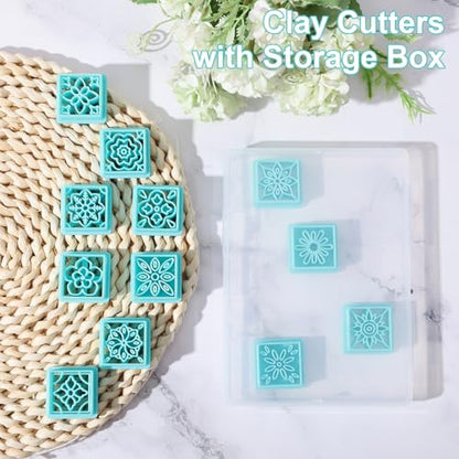 ORIGACH 12 Style Flower Tile Polymer Clay Cutters Set | Bohemian Polymer Clay Cutters Set for Earring Making - style: Flower Tile