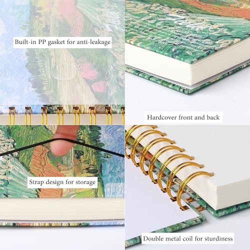 SuyuanArt Hardcover Square Sketchbook 8" x8", Thick Acid-Free Paper for Drawing Spiral Bound, Portable Mixed Media Art Sketch Pad,Drawing Sketching Gift for Artists (Green Wheat Fields 8 "x 8 ") - color: Green Wheat Fields 8 "x 8 "