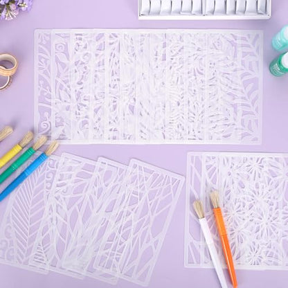 18 Pcs Stencils for Painting Mixed Size Texture Stencils Reusable Designs Featuring Crackle Wood Grain Waves Brick Wall and Bubble Patterns for Painting on Wall Canvas and DIY Projects - style: Style 2