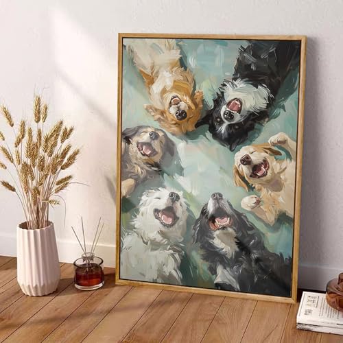 Happy Dogs Diamond Art Kits for Adults,Funny Animal Diamond Painting | Diamond Art Kit for Beginners, 5D DIY Full Drill Diamond Painting Gem Art, Home Wall Art Gifts(12x16 inch) - color: DP03652