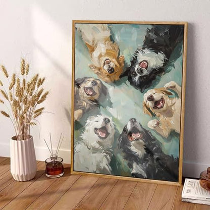 Happy Dogs Diamond Art Kits for Adults,Funny Animal Diamond Painting | Diamond Art Kit for Beginners, 5D DIY Full Drill Diamond Painting Gem Art, Home Wall Art Gifts(12x16 inch) - color: DP03652