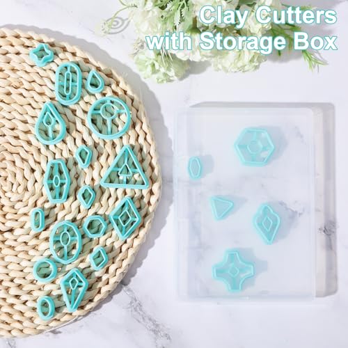 ORIGACH 22 Pcs Geometric Polymer Clay Cutters Set | Boho Studs Polymer Clay Cutters Set Different Geometrical Shapes for Earring Making - style: Basic Geometric