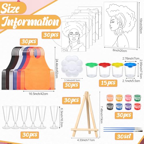 Sherr 285 Pcs 30 Sets Sip and Paint Kit for Adults,Fashion | Pre Drawn Canvas to Paint for Adults, Acrylic Paints, Brushes, Easels, Date Night, Birthday Party Gifts - style: Charming Lady