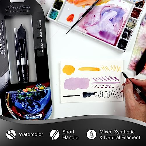 Silver Brush Limited Black Velvet Variety Watercolor Paintbrush Set, 3pc - color: Variety Set, size: 3 Pc