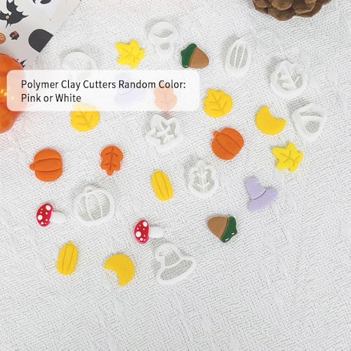 Xaekicr 9PCS Fall Theme Polymer Clay Cutters for Earrings – Autumn Leaves, Pumpkin, Acorn, Witch Hat Clay Cutters – Polymer Clay Molds & Tools for Jewelry Making - color: M color