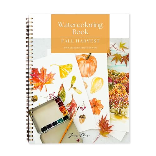 Fall Watercolor Workbook for Beginners – Pre-Outlined Autumn Designs on 300gsm Cold Press Paper, Step-by-Step Instructions & Online Videos – Spiral Bound DIY Art Book for Adults & Teens - style: Fall