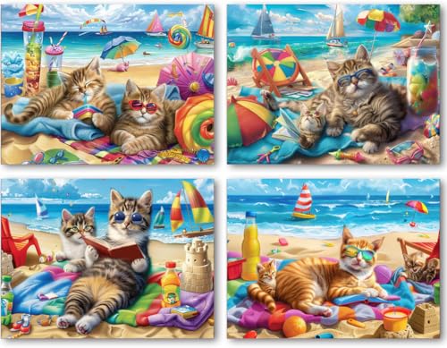 DOTSOPS 4 Pack Cat Diamond Painting Kits for Adults Art Painting Kit | Crafts DIY Round Full Drill Painting,Gem Art for Beginner,Home Wall Decor Gift 11.8 x 15.7 Inches - color: Cat Dog