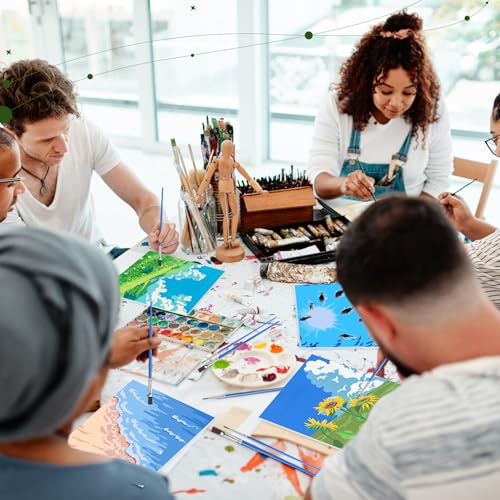 Nezyo 12 Sets Scenery Paint by Numbers Adults with Frame, 8x8 Inch Kit | Easy DIY Acrylic Kits for Beginners, Framed Canvas Ready to Hang, For Painting Party Classroom Birthday Gift - style: Scenery