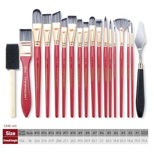 Transon 20Pcs Art Paint Brush Kit with Storage Case, 16 Brushes + Foam Brush Spatula Sponge for Acrylic Oil Watercolor Gouache, Adults Teens Beginners Art Supplies - color: Pink
