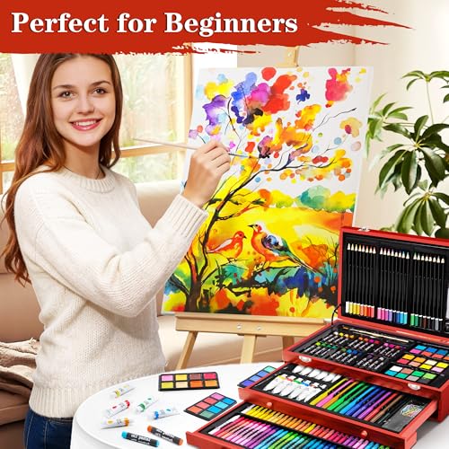 Art Supplies, 269 Piece Deluxe Art Set Crafts Drawing Painting Supplies Kit
