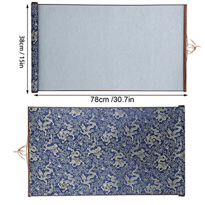 Chinese Calligraphy Practice Scroll Reusable 38x78cm Brocade | Water-activated mat, nonwoven fabric, 15x30.7 inch writing area, -friendly, mess- brush practice, por