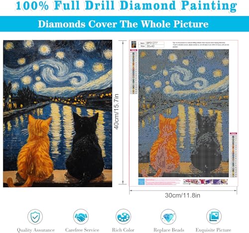 RYMILIE Cat Diamond Art Kits for Adults Diamond Painting Kit 12x16in - color: DP01277