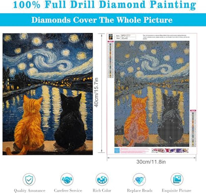 RYMILIE Cat Diamond Art Kits for Adults Diamond Painting Kit 12x16in - color: DP01277