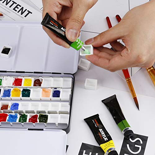 MYARTOOL Metal Tin Paint Case, Fold-Out Palette Holds 48 Half Pans, Travel Palette, Acrylic and Watercolor - color: Black, size: 48 PCS Empty Half Pans