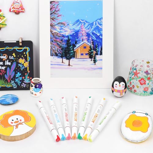 kander 72 Dual Tip Acrylic Paint Markers, Paint Pens, Drawing Markers for Textile, Rock, Glass, Wood, Paper, Ceramic, Canvas, DIY - Art Supplies Kit for Kids and Adults (Brush + Chisel) - color: 72 Colors Dual-Tip