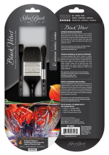 Silver Brush Limited Black Velvet Background Painting Watercolor Set, 3pc - color: Black,silver, size: 3 Pc