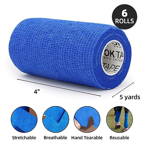 OK TAPE Self Adherent Cohesive Bandages Wrap 6Packs 4" x 5 Yards - color: Mix Color 01, size: 4 In x 5 Yards