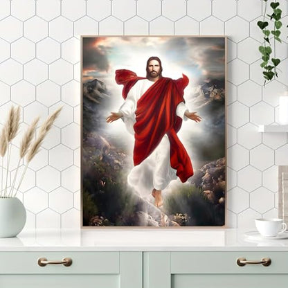 Ohhvvow Jesus Diamond Art Painting Kits for Adults, Full Drill Faith Diamond Dots Paintings for Beginners Round 5D Paint with Diamonds Pictures Gem Art Painting Kits DIY Crafts 12x16 Inch - color: Jesus B