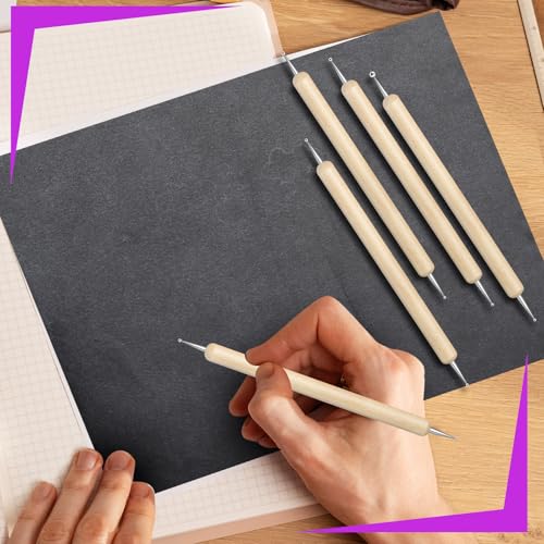 20Pcs Dotting Tools for Painting,Wooden Embossing Tools Tracing Stylus for Transfer Paper Drawing Paper - color: wood color