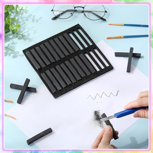 Watersay 24 Pcs Soft Pastel Drawing Chalk Set Square Sketch Chalk Non-toxic Artist Pastel Sticks for Professional Artists and Art Lovers(60 x 8 x 8 mm,Black) - color: Black, size: 1 Count (Pack of 24)