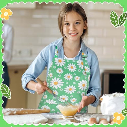 2 Pack Kids Apron, Cute Cooking Aprons, Waterproof Art Apron with Pockets, Toddler Painting Artist Apron Adjustable - color: Wildflowers and Daisies, size: 40*50cm