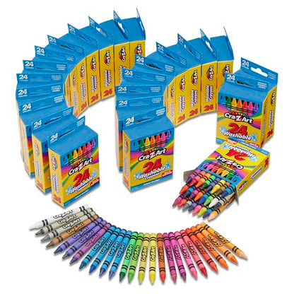 Cra-Z-Art Bulk Crayons, 24 Packs of 24 Count Washable Crayons, School Supplies, Classroom Supplies, Teacher Bulk Pack - size: 24 Count (Pack of 24)