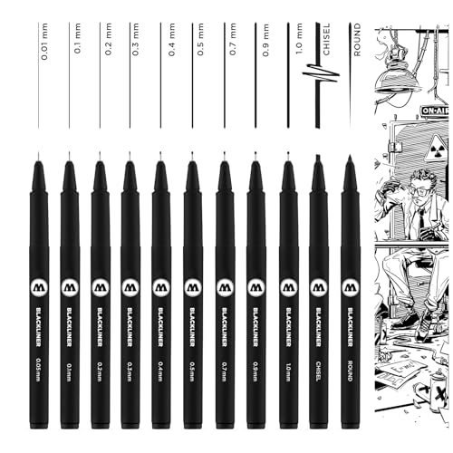 Molotow Blackliner Pen Complete Set, 11 Pens, 1 Set Each (200.485) - style: 11 Pen Set