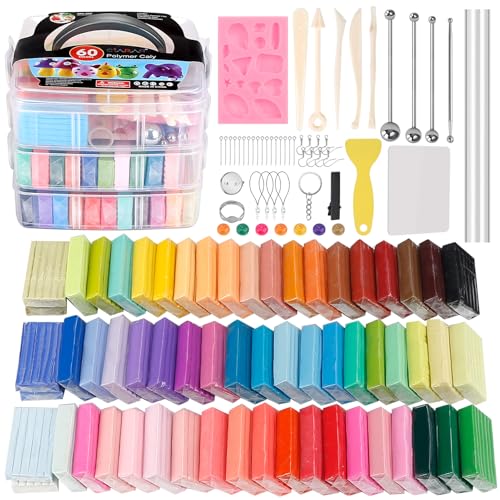 CiaraQ 60-Color Polymer Clay Oven Bake Modeling Kit - color: 60 Colors, size: 28g / pcs